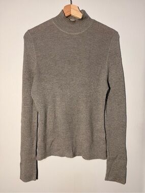 Jaeger 100% Wool Ribbed Mock Turtleneck Sweater size XL Made in England